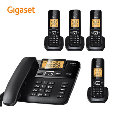 集怡嘉(Gigaset)无绳电话机 无线座机 子母机 办公家用 来电显示 全中文 免提 原西门子DL310一拖四套装(黑)
