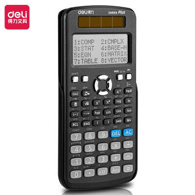 得力(deli)D991ES双电源学生科学函数计算器计算机 易拉式保护盖 黑色