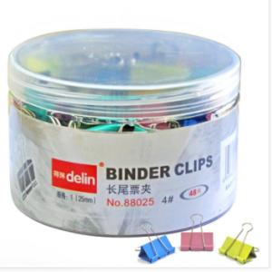 得琳（delin）88025 彩色长尾夹 25mm 4# 48只/筒