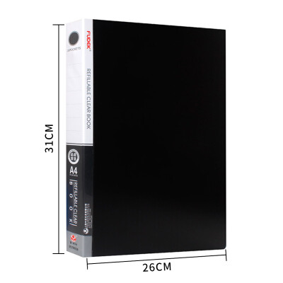 富得快FUDEK活页资料册30孔带外盒蓝黑PP塑料A4 HY8028 黑色 A4