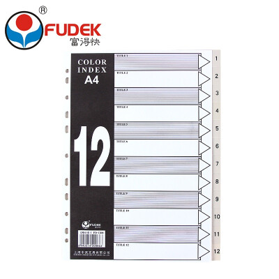 富得快（FUDEKUAI）5/10/12/21/31格A4分页卡塑料隔页纸彩色索引页文件分页纸 彩色 21格