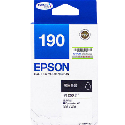 爱普生（EPSON）T190原装墨盒 T1901黑色墨盒（约250页）