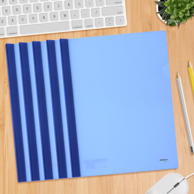 金得利 5只 15mm 加厚大号抽杆夹A4抽拉杆文件夹磨砂板片报告夹透明资料夹简历夹学生试卷整理夹 蓝色 Q311