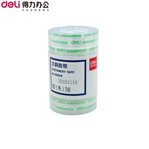 得力（deli）30029 透明文具胶带 12mm*18m 6卷/筒