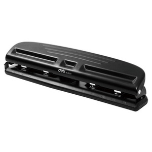 得力（deli）0121 打孔器 四孔打孔机 档案装订 可调节孔距 黑色