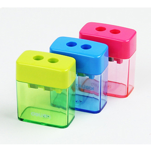 得力0534卷笔刀彩铅削笔器多功能学生铅笔刨炫彩双孔微型卷笔器