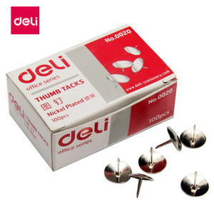 得力0020图钉 得力图钉 镀镍 金属大头钉 图画钉100枚/盒