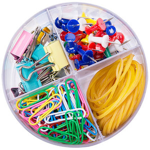 得力办公组合8500套装彩色办公用品工字钉票夹回形针橡胶圈橡皮筋