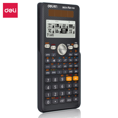 得力(deli)82CN 中文版双电源大屏函数计算器 易拉式保护盖 运算中文显示 适用于小/初/高教学教程 灰色